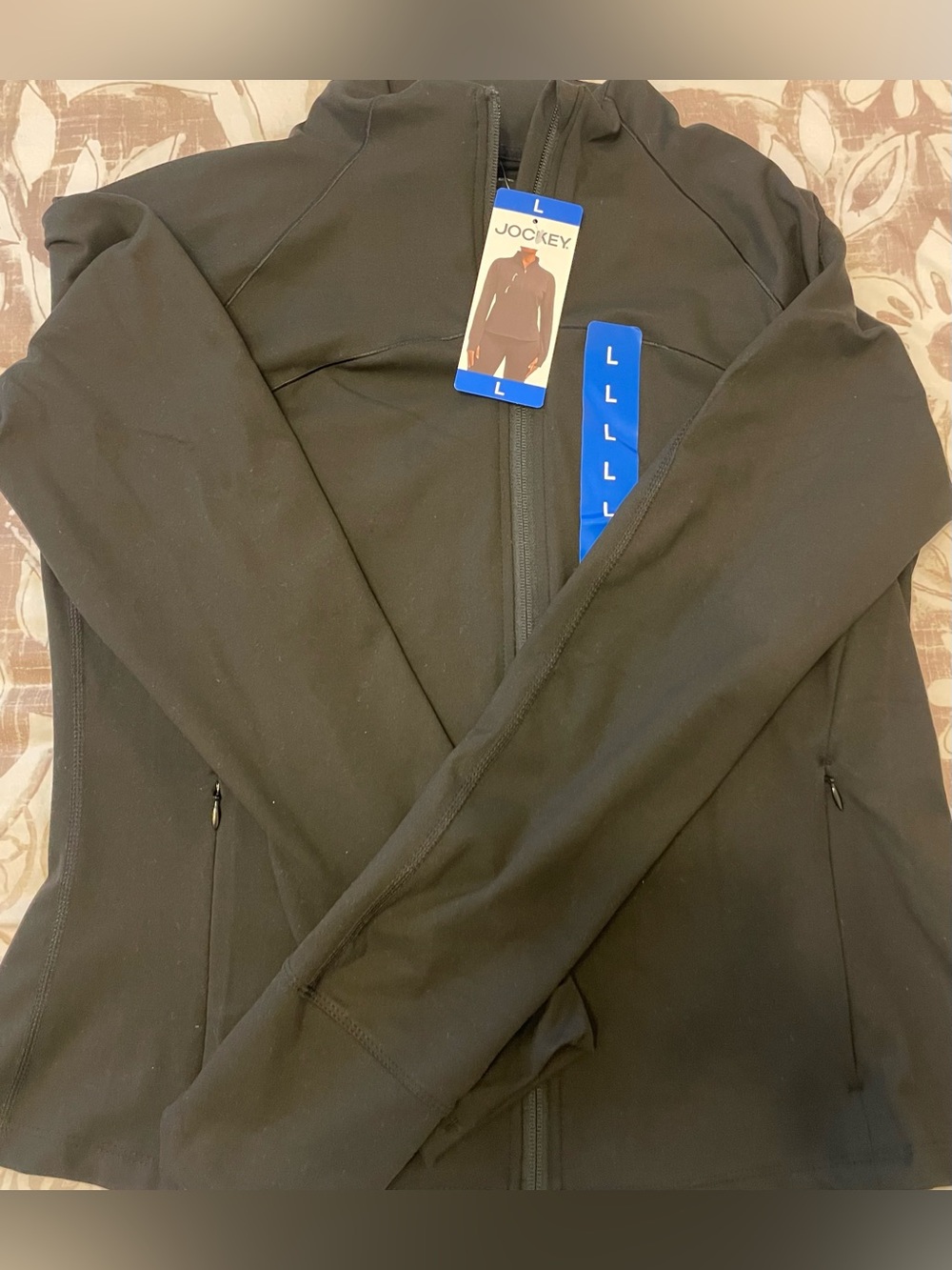 NWT Jockey Women's Black Full-Zip Yoga Active Jacket Size L